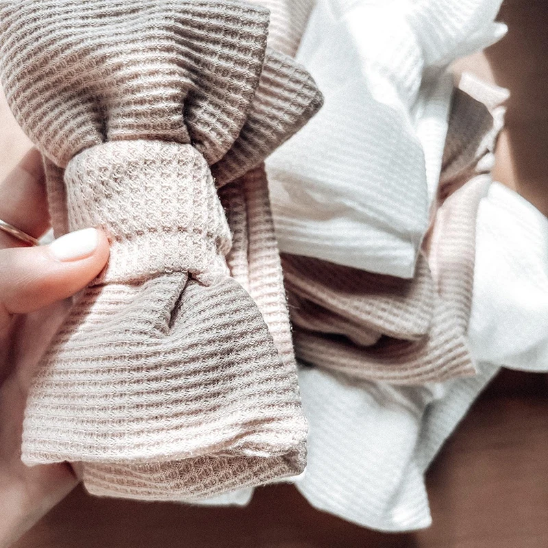 2 pezzi fascia per capelli per bambina Set fasce per capelli annodate con fiocco per ragazze copricapo per bambini lavorato a maglia morbido turbante rosa per neonato accessori per capelli per bambini