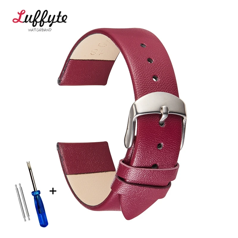 Premium Genuine Leather Ultra-Thin Watch Strap - Soft Cowhide Band in Multiple Sizes