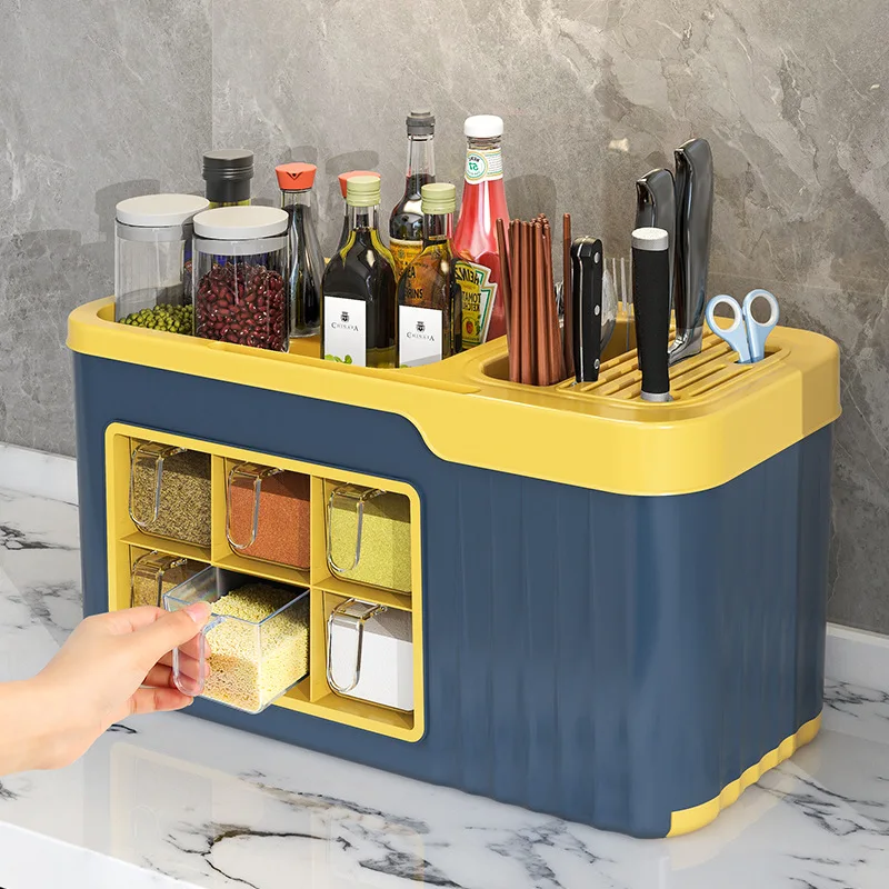 

Multifunctional Seasoning Rack Finishing Spoon Knife Combination Seasoning Jar Seasoning Storage Kitchen Desktop Accessories