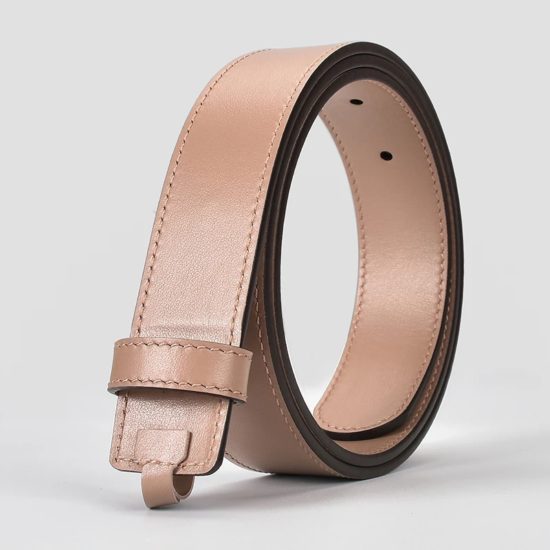 

No scalp with men's genuine leather top layer pure cowhide women's belt strip no buckle no scalp soft leather double G genuine