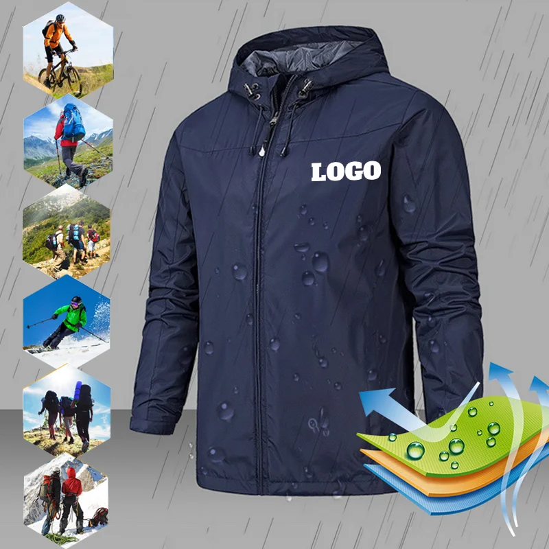 Customized Men's Waterproof Casual Zipper Jacket Autumn Winter Outdoor Camping Sports Coat ветровка veste for Men ветровка kelme