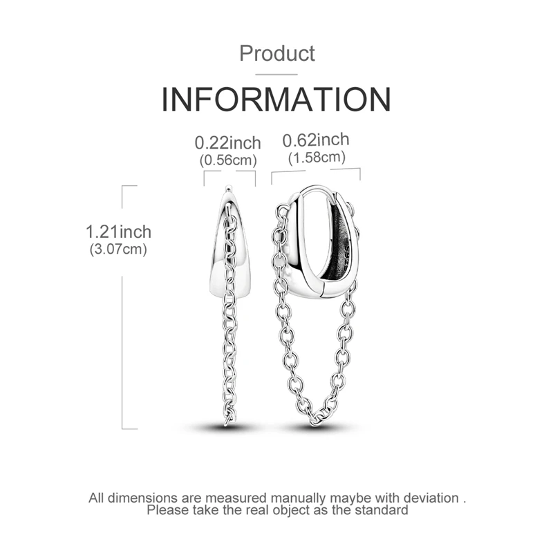 Punk Style 925 Sterling Silver Droplets With Falling Chains&Tassel Cat Earrings Neutral Jewelry Accessories