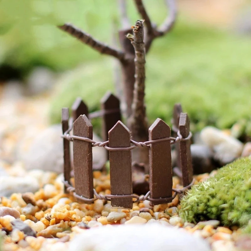 

Miniature Garden Fence Decoration Wood DIY Fairy Accessories Plant Border Ornament Dollhouse Gates Gates Decor Home Decoration