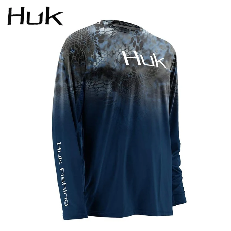 HUK Gear Fishing Shirts Men Long Sleeve Crewneck Sweatshirt Outdoor Uv  Protection Breathable Fishing Clothing Camisa Pesca - AliExpress