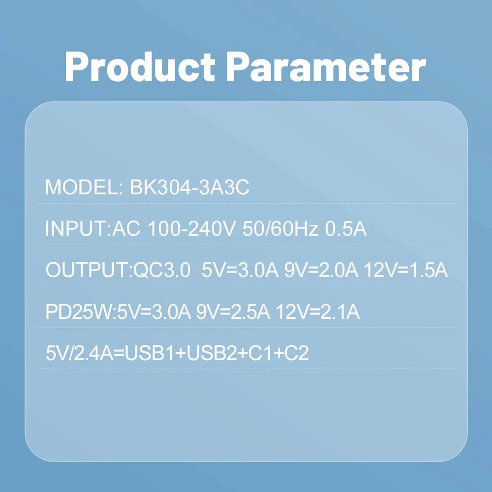 25W 3USB+3PD Charger 6 Ports Fast Charging QC3.0 Type C Mobile Phone Wall Adapter for iPhone Xiaomi Samsung EU/US/UK Plug