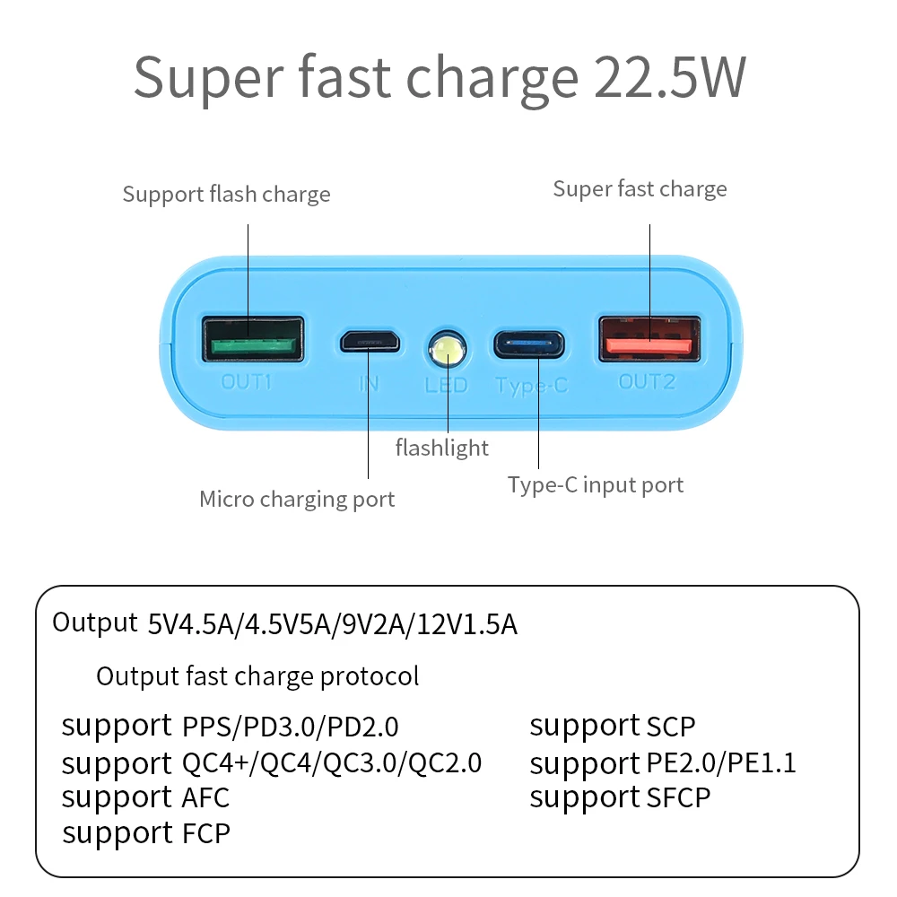 25w supers chnelle Power Bank Shell Aufbewahrung sbox Dual USB Micro Typ C Batterie fach halter für Smartphones ohne Akku