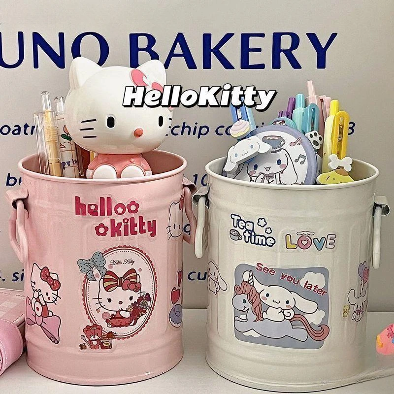 Kawaii Sanrio Pen Holder Large Capacity Cosmetics Organizer Desktop Storage Bucket Ballpoint Pen Storage Bucket School Supplies