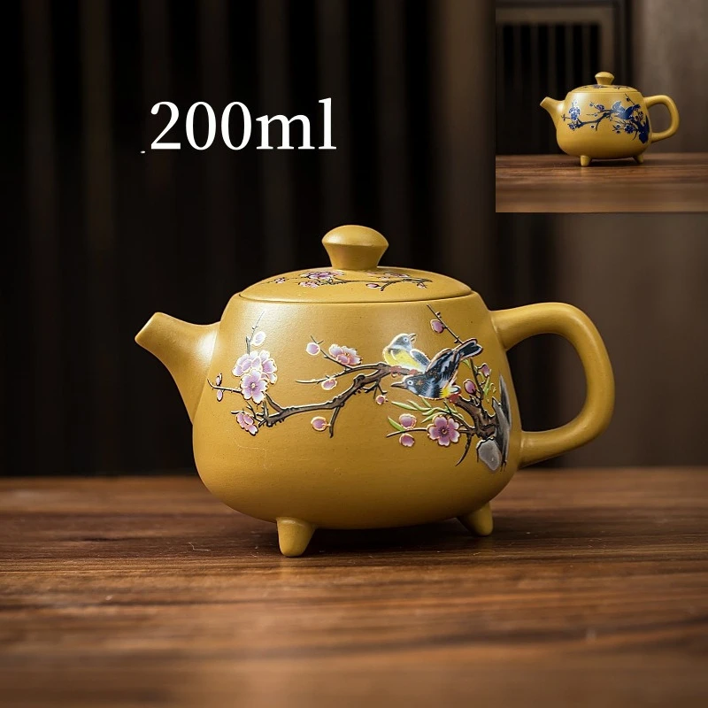 Chinese Style Raw Ore Gold Section Clay Purple Clay Teapot, High Temperature Discoloration Kung Fu Household, Handmade, New, 1Pc