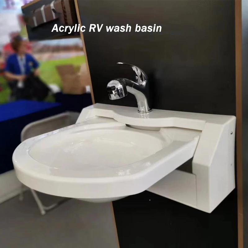 Fregadero plegable de acrílico con grifo lavabo de baño duradero para barco caravana