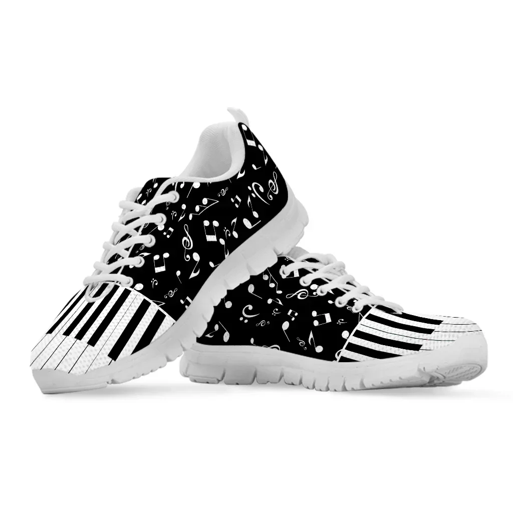 Women Casual Flats Shoes 3D Piano Keyboard Musical Print Classic Lace Up Mesh Sneakers Females Trainer Footwear Girl