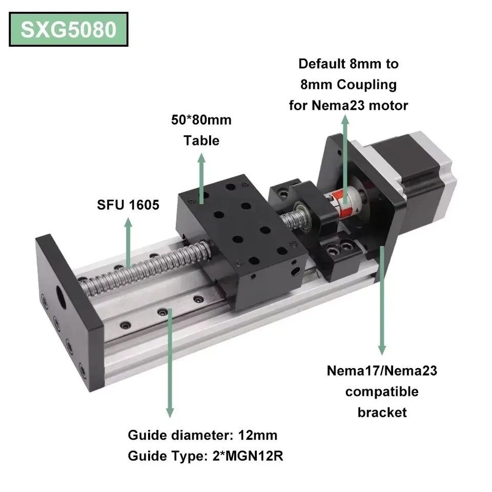 OITTo Lineartisch-Aktuator Mit Kugelumlaufspindel SFU1605 – 300 Mm Hub, NEMA23 Schrittmotor, Für CNC, 3D-Drucker & DIY