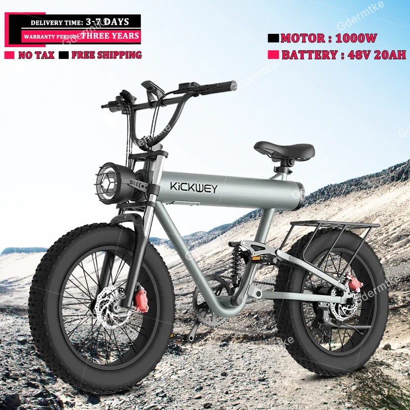 

EU Stock 1000W Motor 48V20AH Battery 20 Inch Fat Tire Electric Bike Mountain Sand Snow Off-road Electric Tricycle