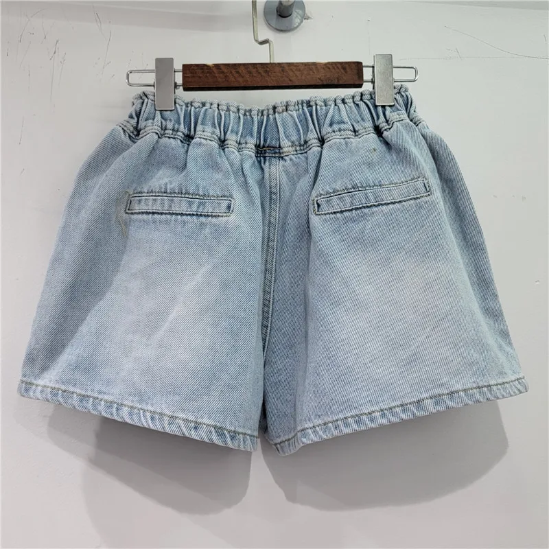 2023 New Spring Summer Full Body Colorful Diamond High Waist Denim Shorts Women Loose Slimming Wide Leg Shorts Femme Short Jeans