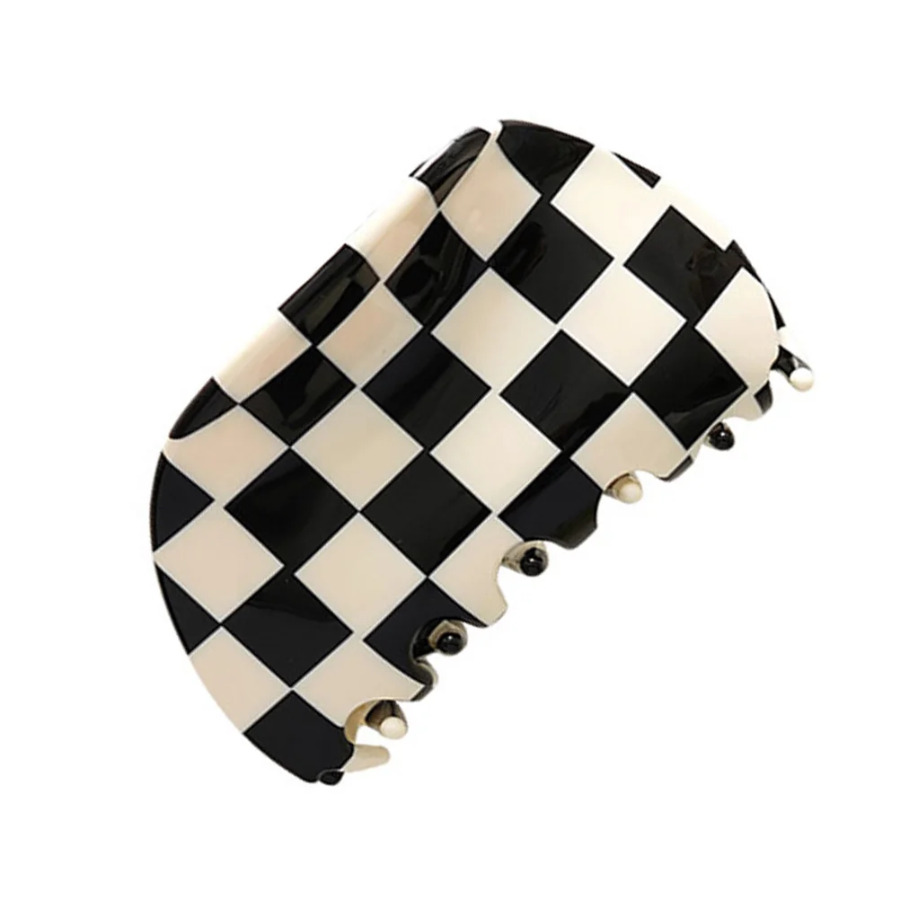 

Black and White Chessboard Clip Hair Barrettes Women Clamp Shark Clips Checkerboard Claw Acetate Sheet Miss Headdress Jaw