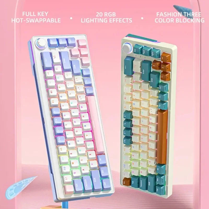 

ZA68s 68 Keys 3 Modes Mechanical Keyboard PBT RGB Wirless Bluetooth 2.4GHz Hot Swappable Keyboard No Conflicts Gaming Keyboard