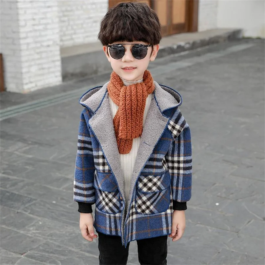 Children Warm Wool Jacket Coat with Hood For Boys High Quality Kids Boy Thick Winter Clothes Outerwear For Age 2-11 Years Old