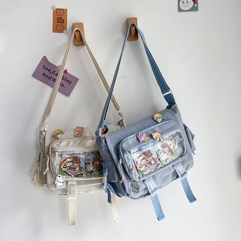 

Large Capacity Student Class Diagonal Canvas Bag for Female 2023 New Japanese Harajuku Single Shoulder Messenger Bag