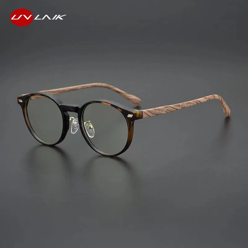 Retro Eyeglass Frame With Wood Can Be Paired With Anti Myopia Blue Light Fashionable Circular Frame for Both Men And Women eyeglasses frames eyeglass frames