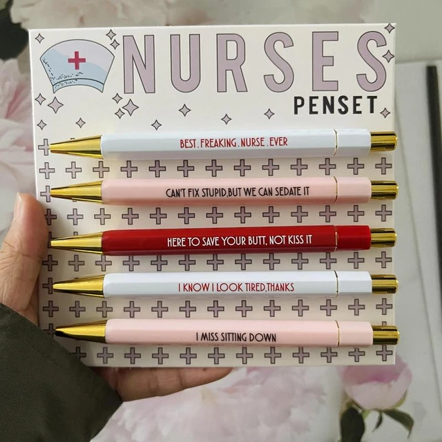 Funny Nurse Pens 5PCS Cartoon Nurse Pen Set With Black Ink Novelty