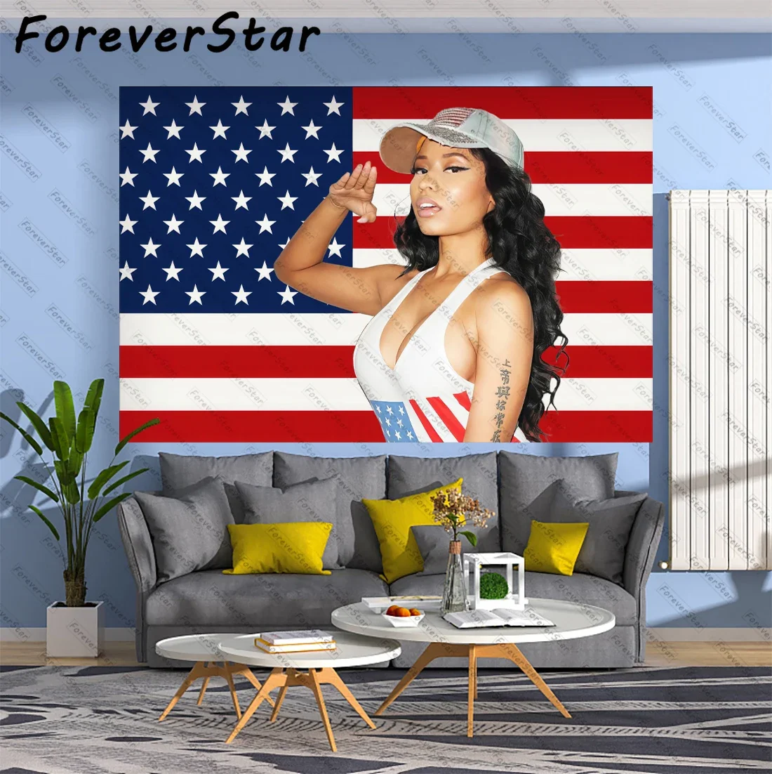 

Музыкальный гобелен певицы Nicki Minaj, американский флаг США, настенные подвесные ковры, искусство, эстетика, спальня или украшение для дома