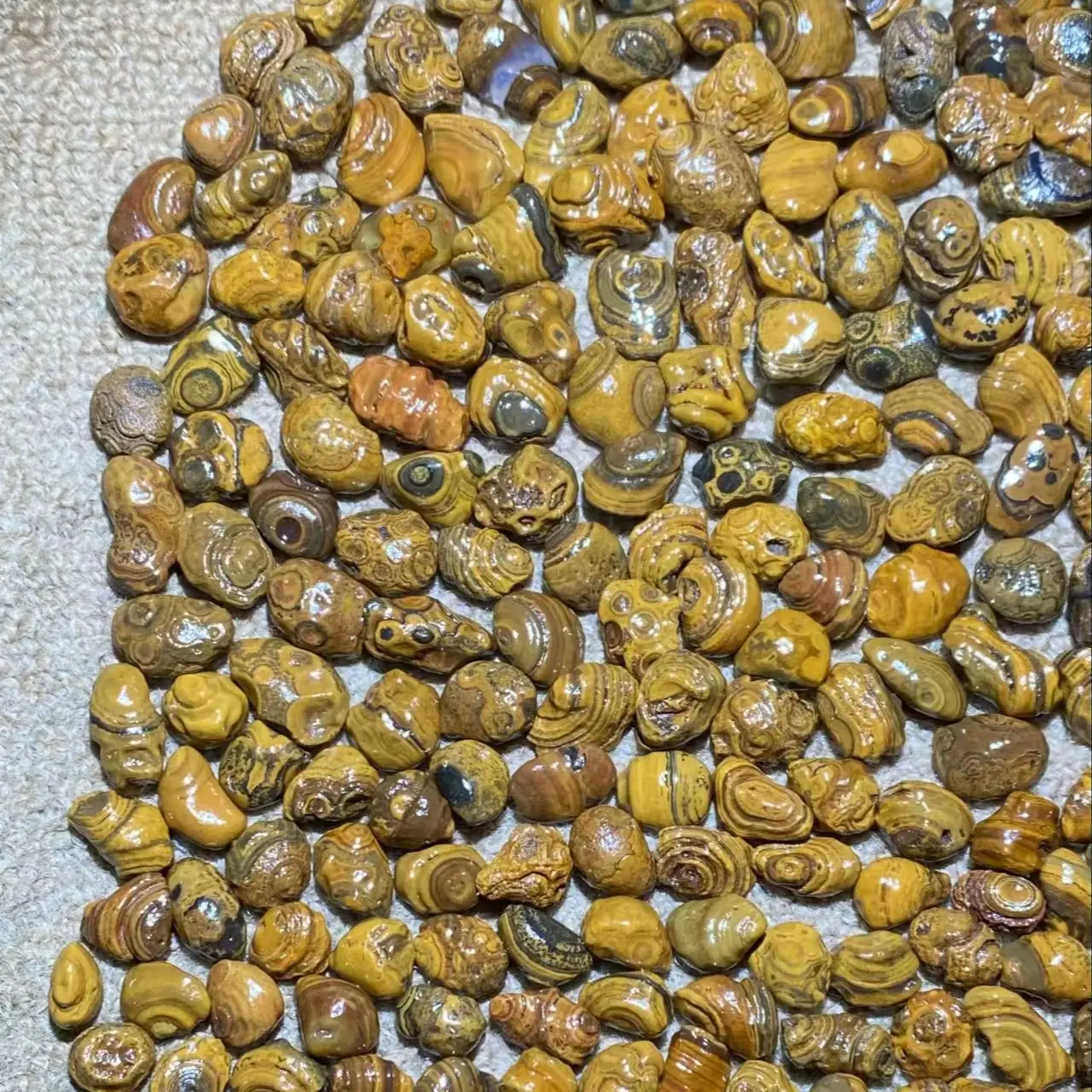 277pcs/lot boutique natural three-dimensional relief surface coin eye stone loose beads Gobi agate grain Pretty rare