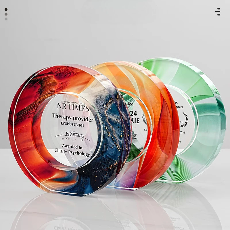 Customized Rotundity Crystal Trophy Color Printing Sports Annual Meeting Award Outstanding Employee Souvenir Home Decoration 1Pc