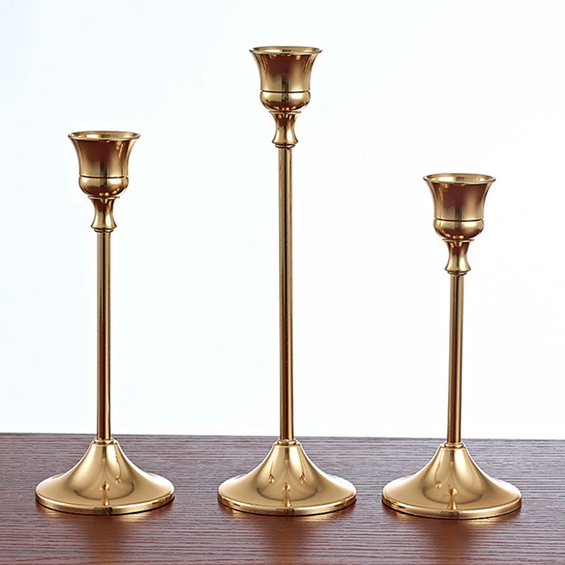 Candlestick Holders Kit Brass Gold Candlestick Set Wedding Table Decorative Stand For Party Dinning candle holders