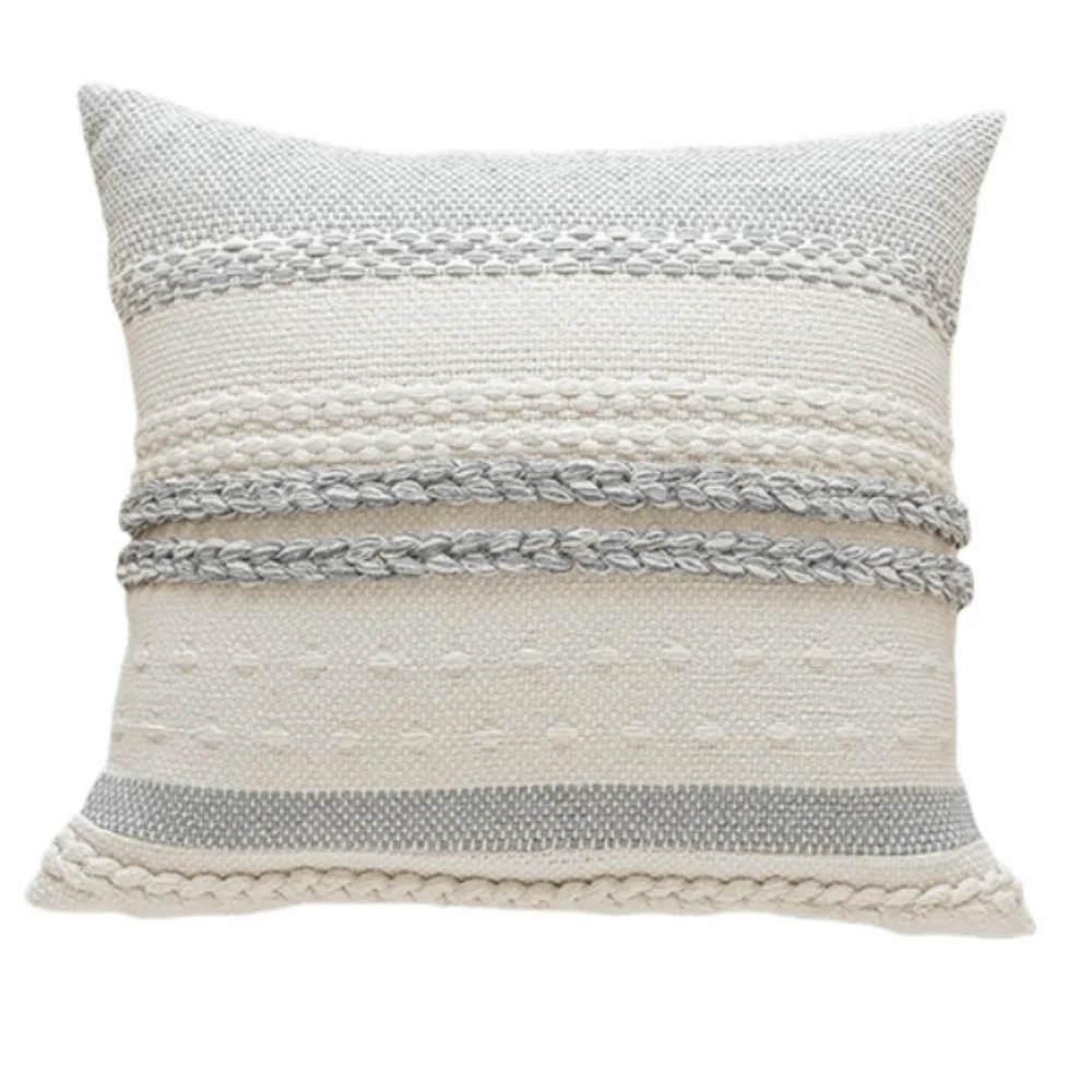 Boho Striped Textured Decorative Throw Pillow Covers - 18x18 Inch
