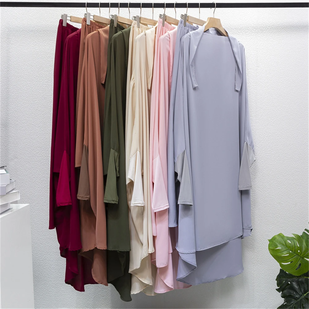 

Комплект из 2 предметов с юбкой Khimar, женская мусульманская молитвенная одежда, мусульманская одежда 2024 Рамадан, ИД, халат, Abaya, хиджаб, платье, платье