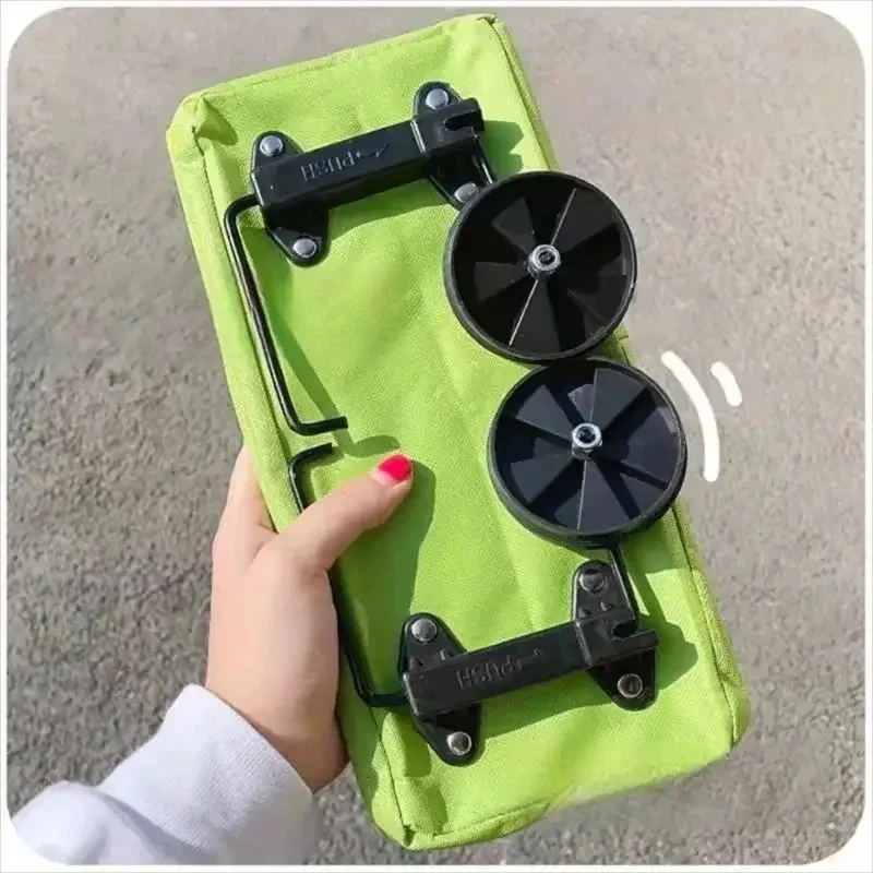 עגלת קניות מתקפלת ניידת עם גלגלים, עגלת יד קלת משקל לשימוש ביתי וחיצוני