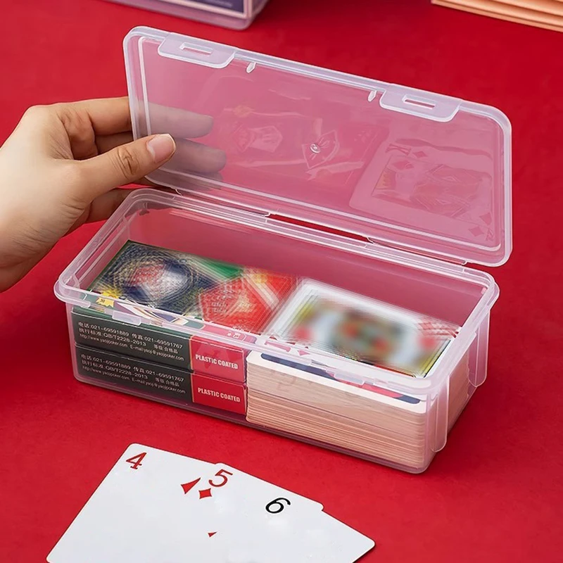 Plastic Card Storage Box Household Transparent Poker Case Large Capacity
