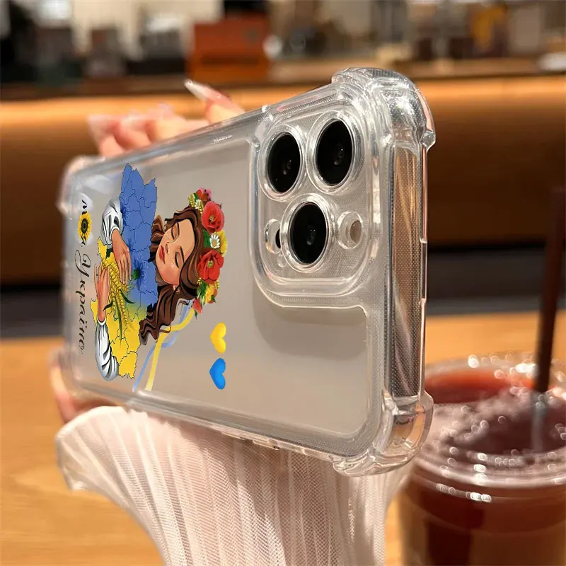 Ukraine Girl Sunflower Design Soft Clear Phone Case