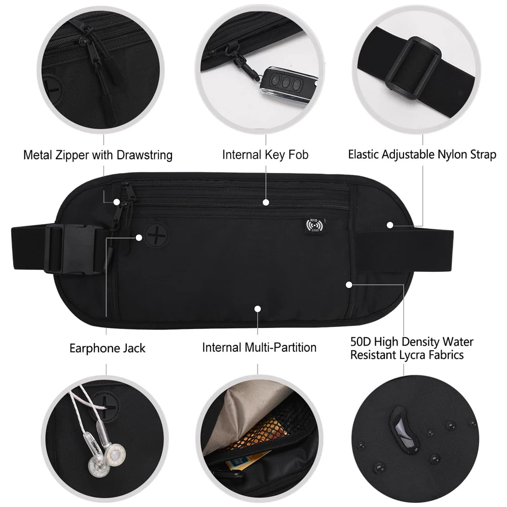 RFID Blocking Money Belt for Travel -Hidden Anti-Theft Passport