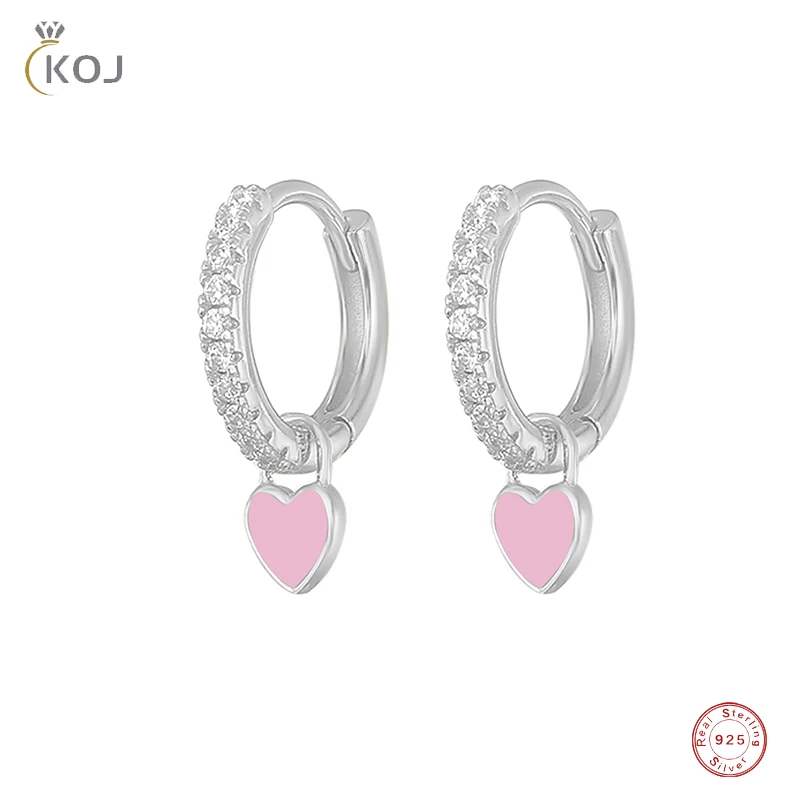 

Aide Silver Color Hoop Earrings With Cute Candy Neon Color Enamel Heart Charm Drop Earring Gold Color For Girls Party Jewelry