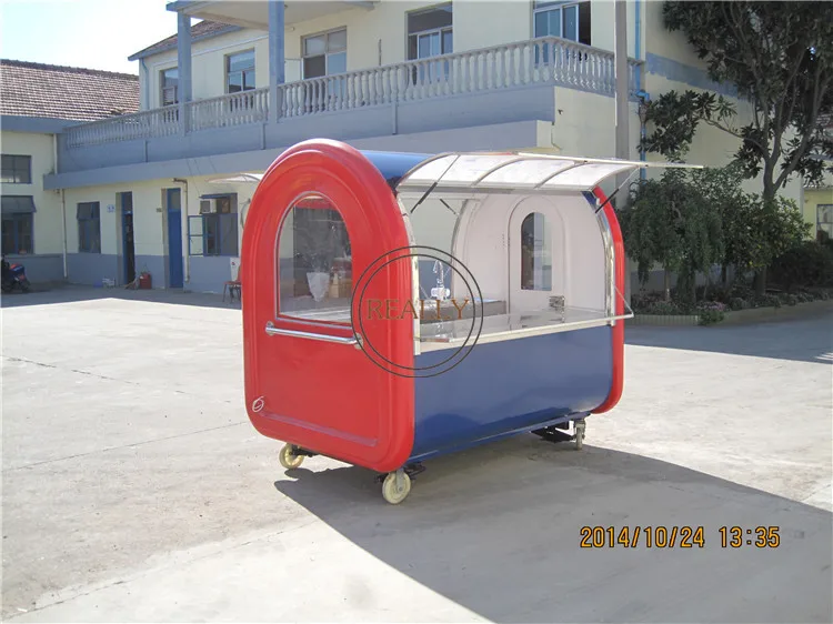 Hot sale high quality four small wheels mobile food cart 2.2m long mobile food kiosk for sale