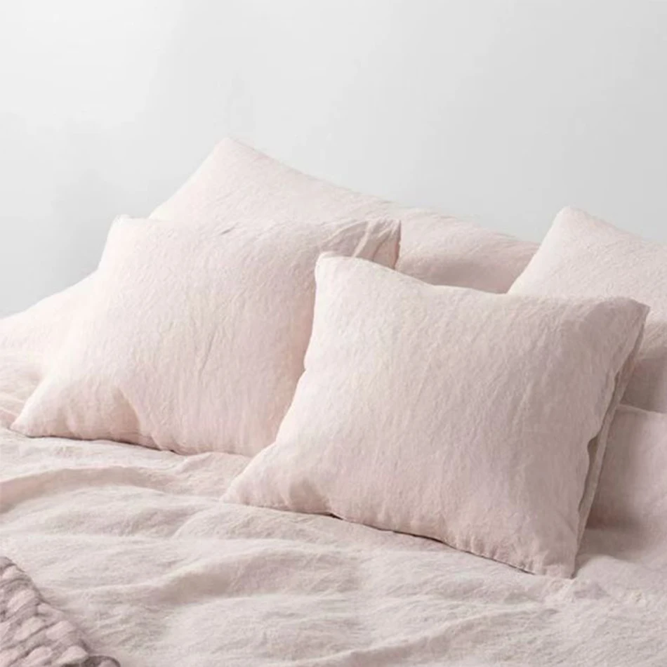 Description Picture 5 of item100% Linen Bed Duvet Cover Stone Washed France Linen Solid Color Breathable Sheets Pillowcase Home Textiles Bedding
