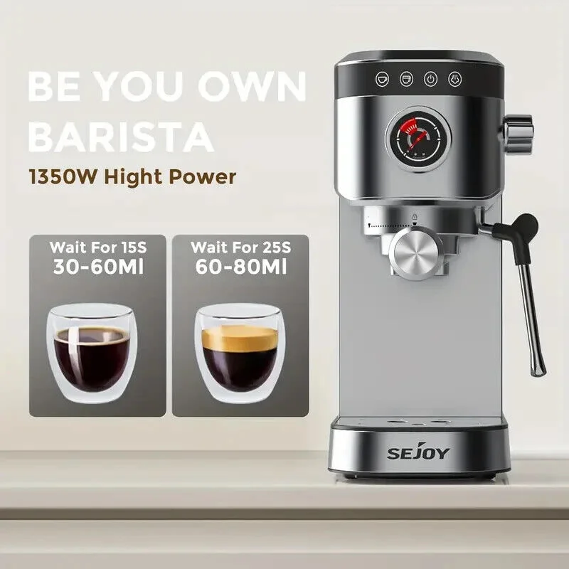 SEJOY Semi-Automatic Espresso Machines, Professional Espresso Machine with Milk Foam, Stainless Steel Expressions Machine 3