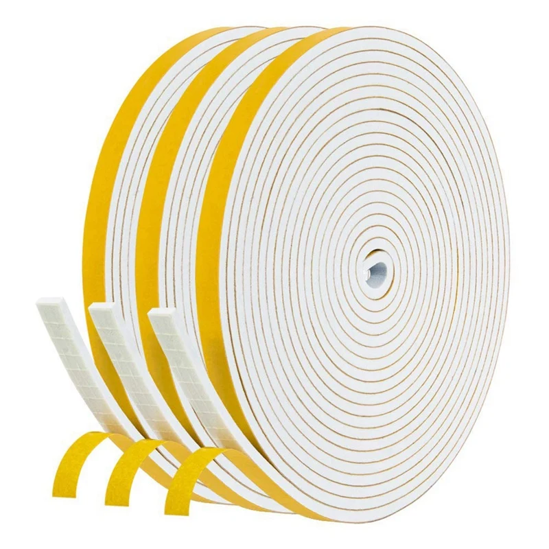 Door seal strip sealing strip tape waterproof tape window seal strip sealing tape sealing strip rubber door weatherstripping door weatherstripping door draft stopper Self Adhesive Foam Tape Door Window Seal Door Draught Excluder Weatherstripping 6Mm Wide X 3Mm Thick 3 Pcs Each