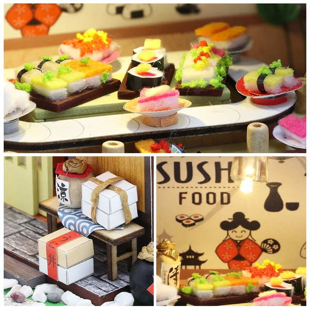 Cutebee DIY House Miniature with Furniture LED Music Dust Cover Model Building Blocks Toys for Children Casa De Boneca A68E 4
