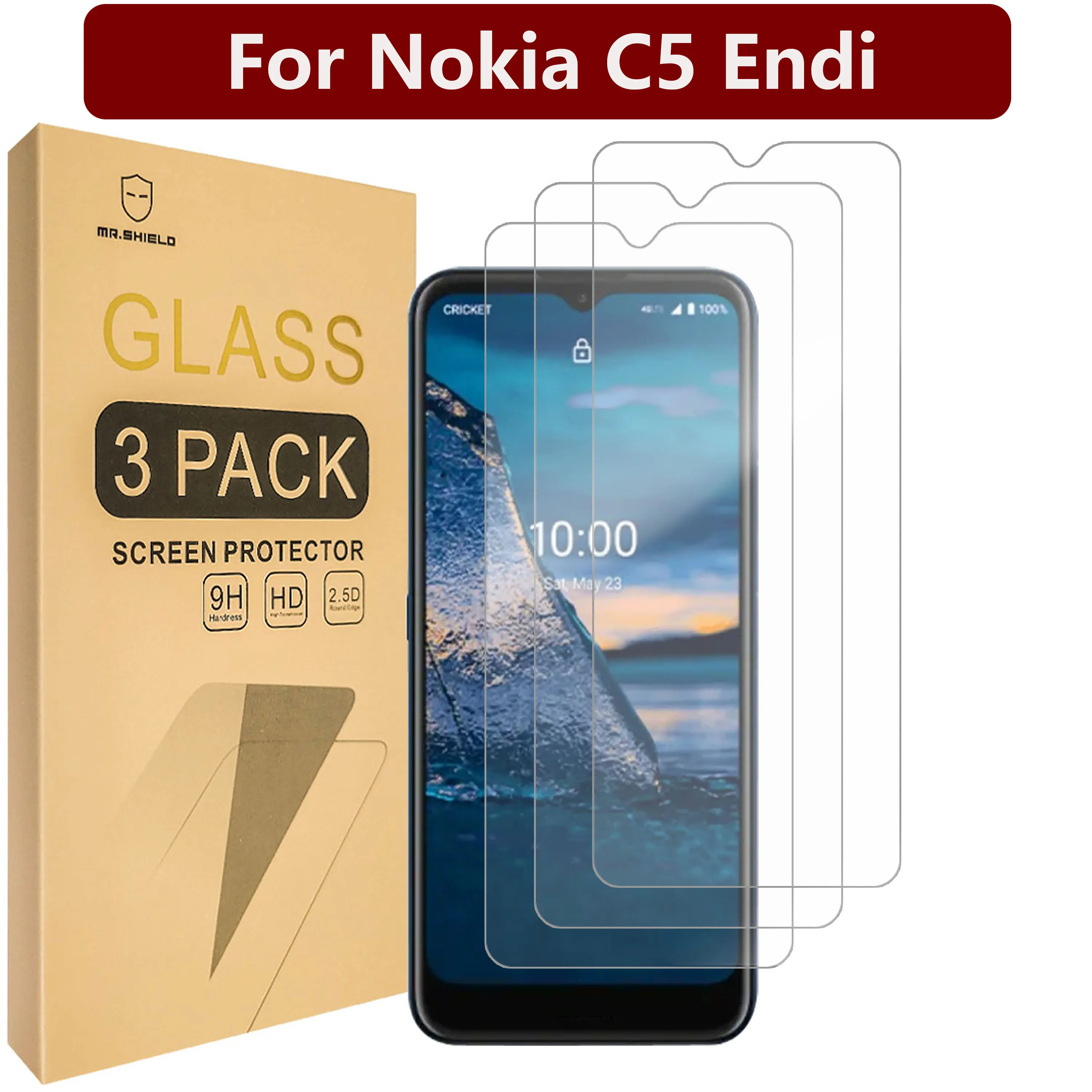 

Mr.Shield [3-Pack] Designed For Nokia C5 Endi [Tempered Glass] [Japan Glass with 9H Hardness] Screen Protector