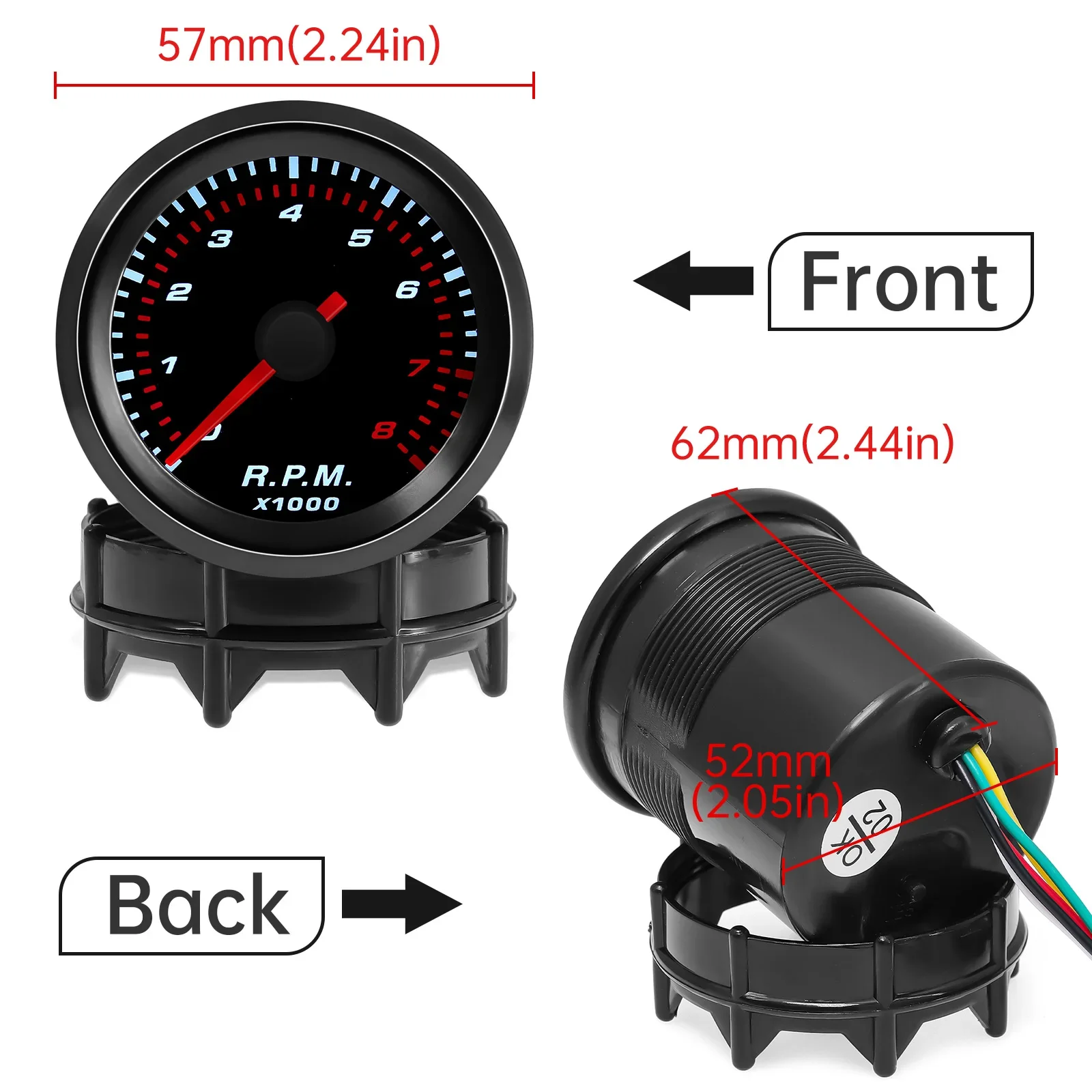 52MM Smoke Lens Car Tachometer Gauge 8000RPM White Backlight Tacho Meter For 12V Gasoline Vehicle Fit 4/6/8 Cylinder tachometer gauge engine tachometer tachometer meter
