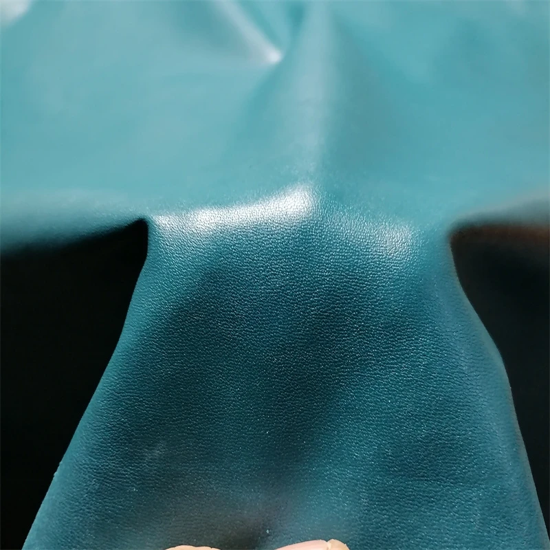Ultra-Thin Blue-Green Sheepskin Leather Fabric – Premium Handmade Material