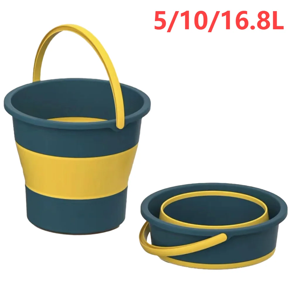 Folding Bucket Silicone Bucket for Fishing Promotion Car Wash Outdoor Square Bathroom Kitchen Camp
