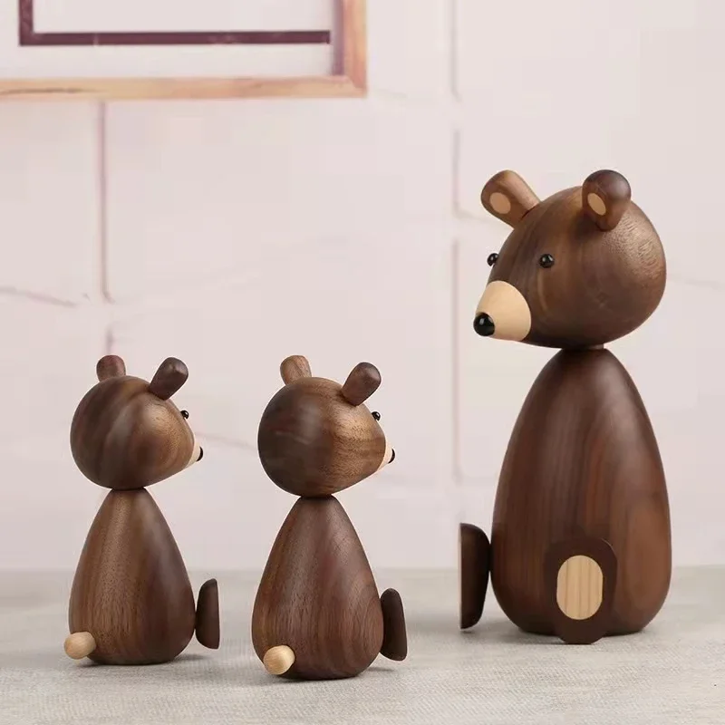 

Denmark Wooden Brown Bear Home Decor Figurines High Quality Nordic Design Room Decor Gifts/Crafts/Family Toys Home Decor