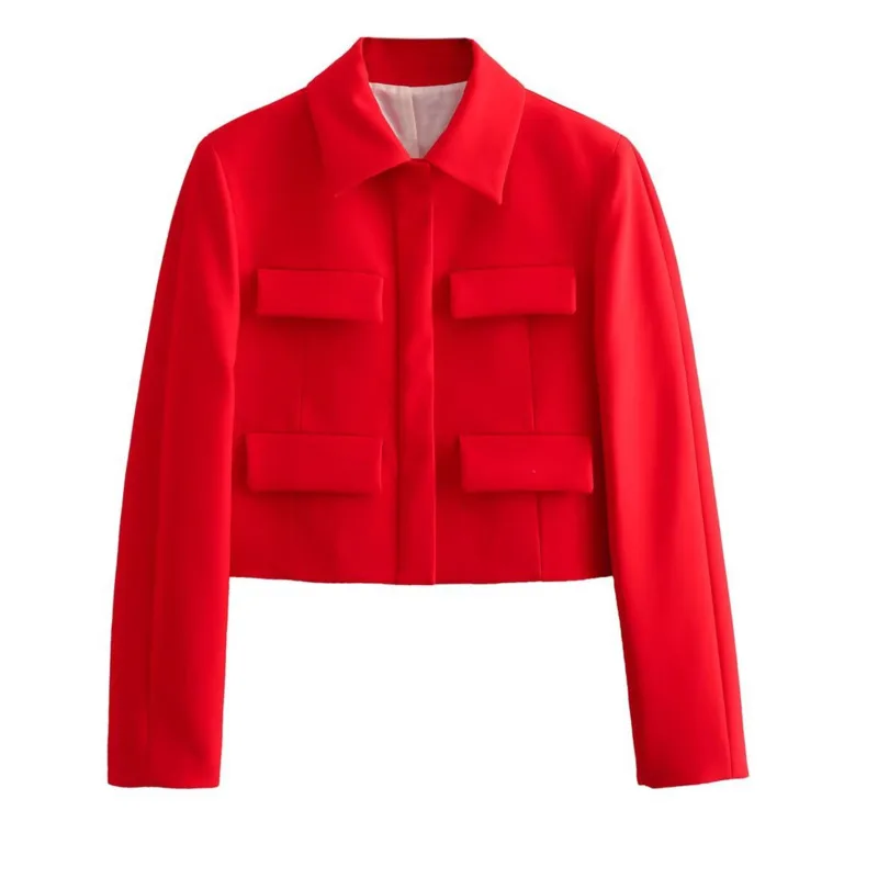 2023 Autumn New Women's Fashion Versatile Flip Decoration Short Suit Coat womens tops and blouses Hot Recommend