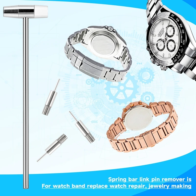Watch Repair Link Remover Tool Hammer Pins Strap Holder Bracelet Chain Adjuster Repair Tool Kit 11Pcs/Set For Men/Women Watch