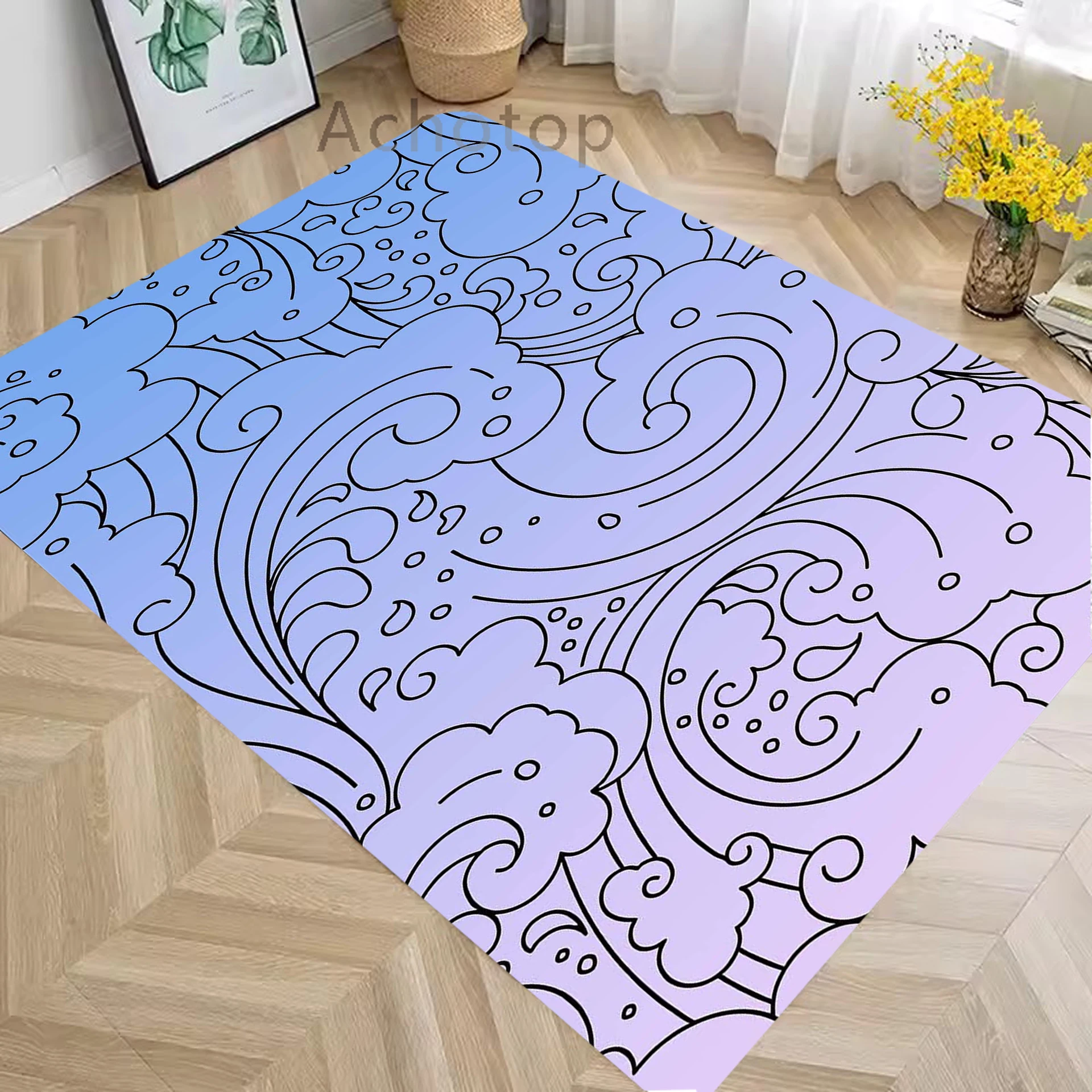 

Diatom Living Room Floor Mat Great Wave Off Rug Super Absorbent Carpet for Shower Room Entrance Kitchen Quick Drying Rug