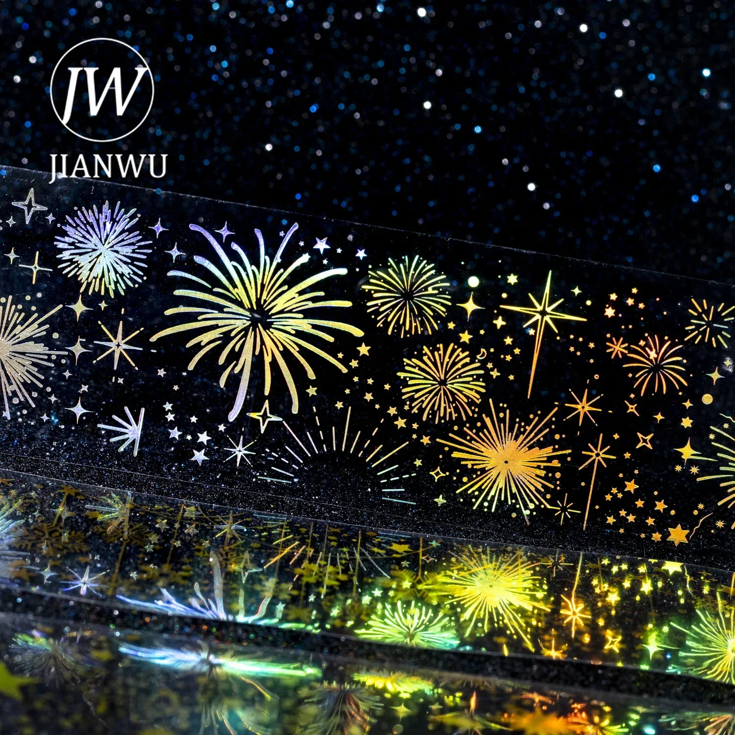JIANWU 40mm*200cm Sparkling Stars Series Vintage Bronzing Material Collage Landscaping PET Tape Creative DIY Journal Stationery 3