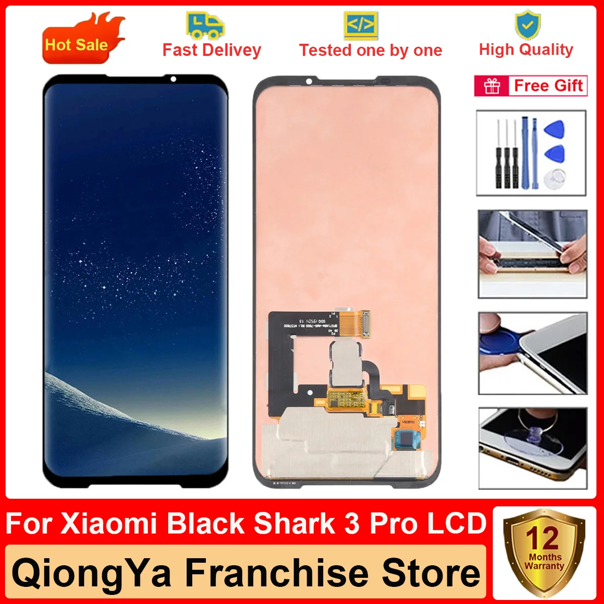 

Tested 7.1'' 100% Original AMOLED Display For Xiaomi Black Shark 3 Pro MBU-A0 MBU-H0 LCD with Touch Screen Digitizer Assembly