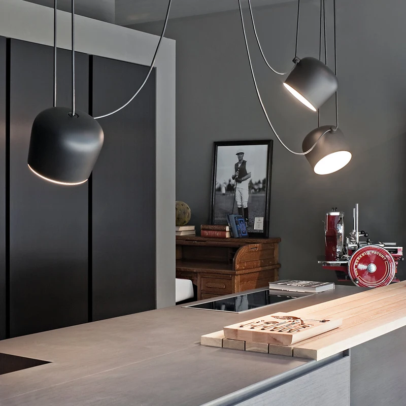Modern Iron Drum LED Pendant Lights Living Room Decor Lighting Kitchen Diningroom Decor Industrial Office Hanging Light Fixtures 3
